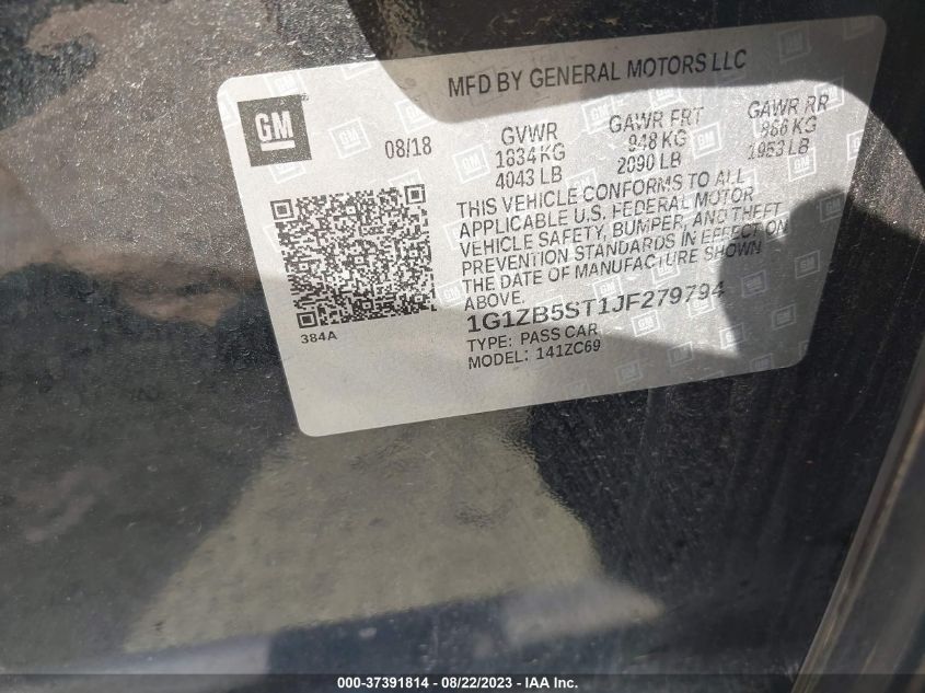 2018 CHEVROLET MALIBU LS - 1G1ZB5ST1JF279794