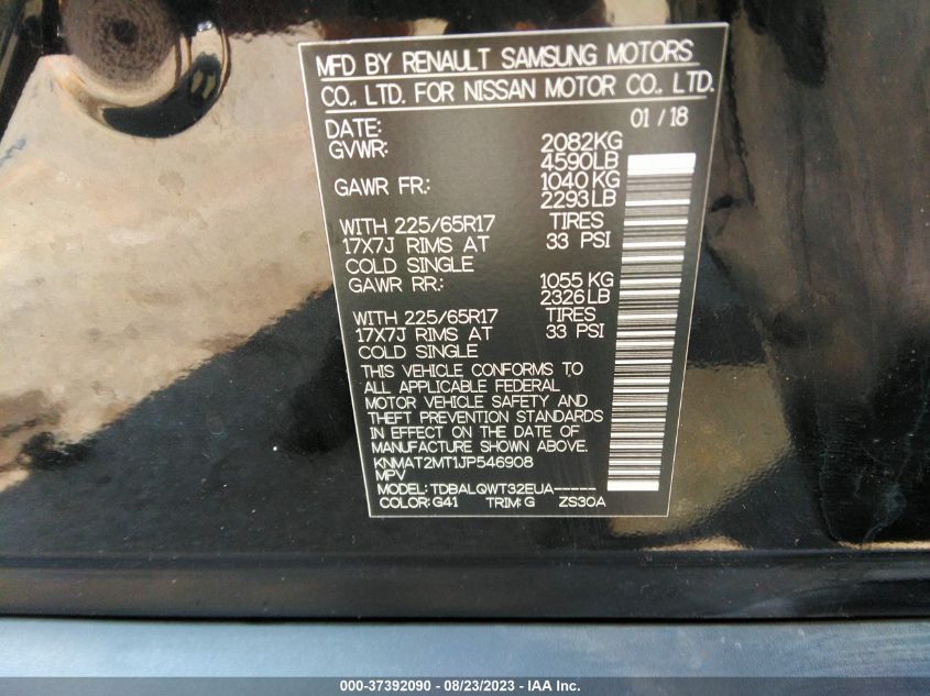 2018 NISSAN ROGUE SV - KNMAT2MT1JP546908