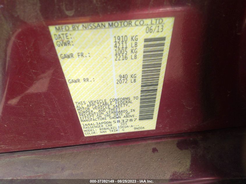 2013 NISSAN ALTIMA 2.5 S - 1N4AL3AP0DN583287
