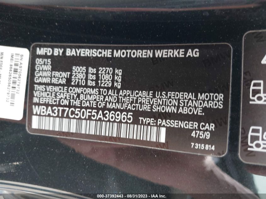 2015 BMW 435I XDRIVE WBA3T7C50F5A36965