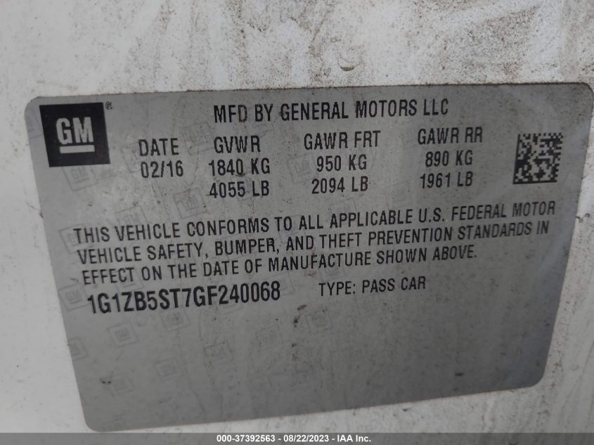 2016 CHEVROLET MALIBU LS - 1G1ZB5ST7GF240068