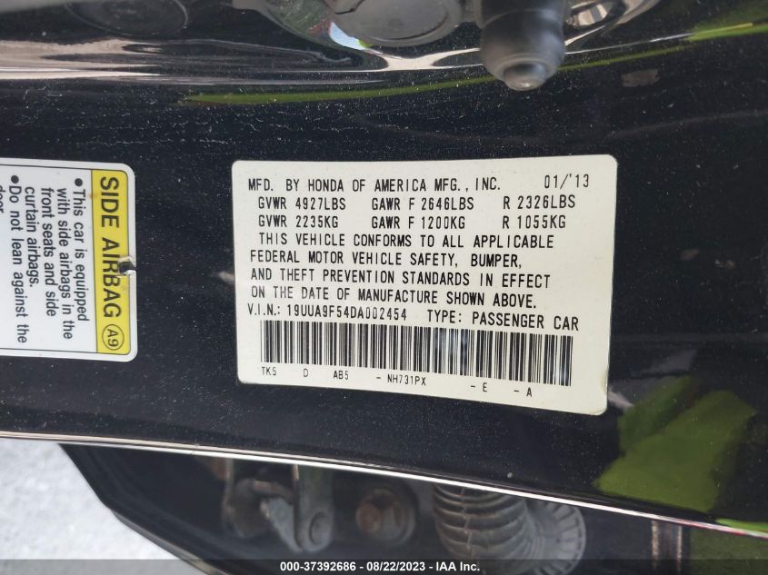 2013 ACURA TL 3.7 - 19UUA9F54DA002454