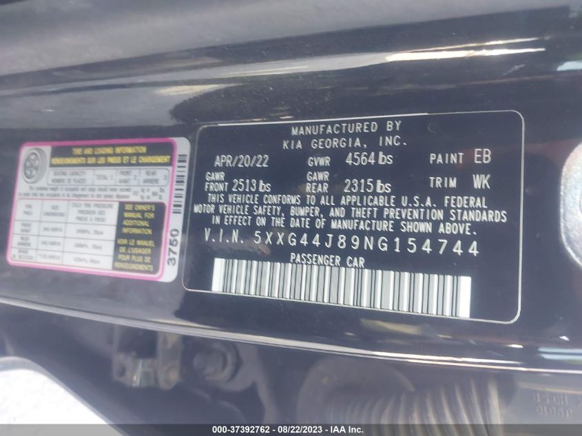 2022 KIA K5 GT - 5XXG44J89NG154744
