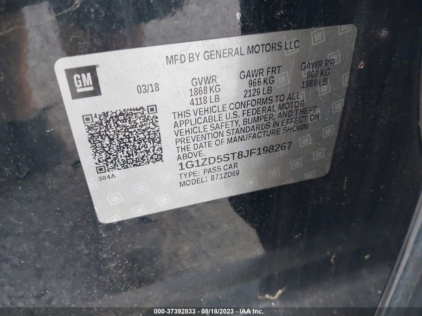 2018 CHEVROLET MALIBU LT - 1G1ZD5ST8JF198267