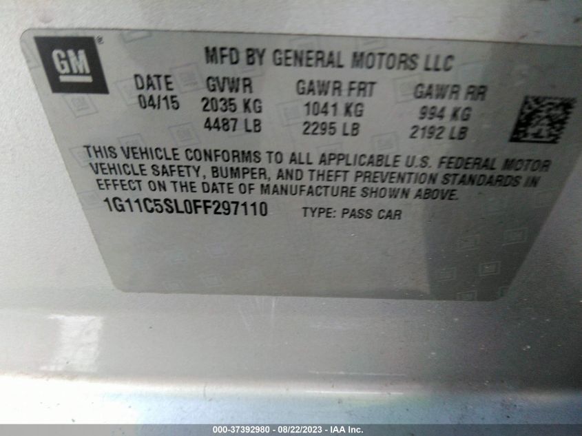 2015 CHEVROLET MALIBU LT - 1G11C5SL0FF297110