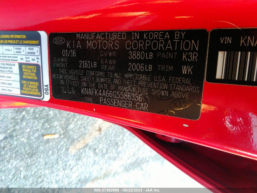 2016 KIA FORTE LX - KNAFK4A66G5586356
