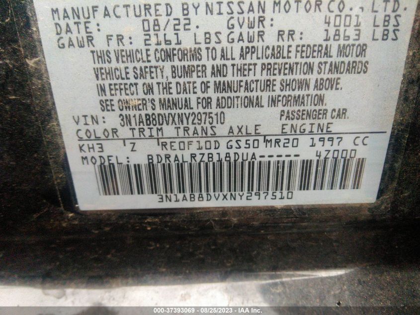 2022 NISSAN SENTRA SR - 3N1AB8DVXNY297510