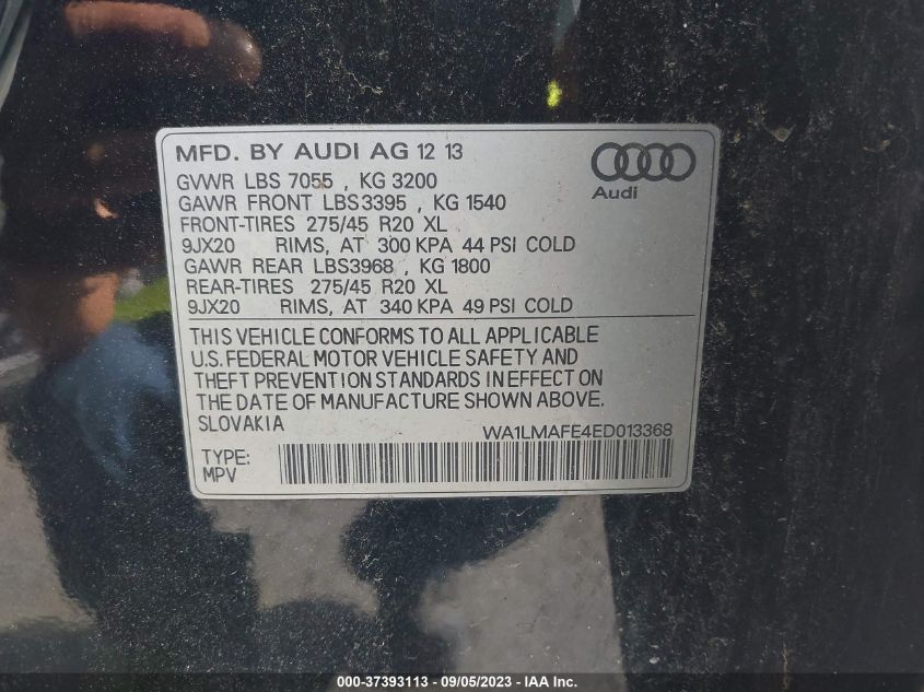 2014 AUDI Q7 3.0L TDI PREMIUM PLUS - WA1LMAFE4ED013368