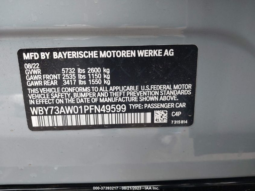 2023 BMW I4 EDRIVE40 WBY73AW01PFN49599