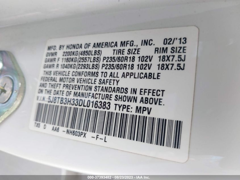 2013 ACURA RDX - 5J8TB3H33DL016383