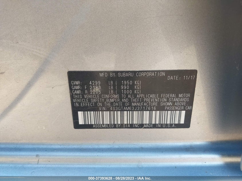 VIN 4S3GTAM63J3717616 2018 SUBARU IMPREZA SPORT