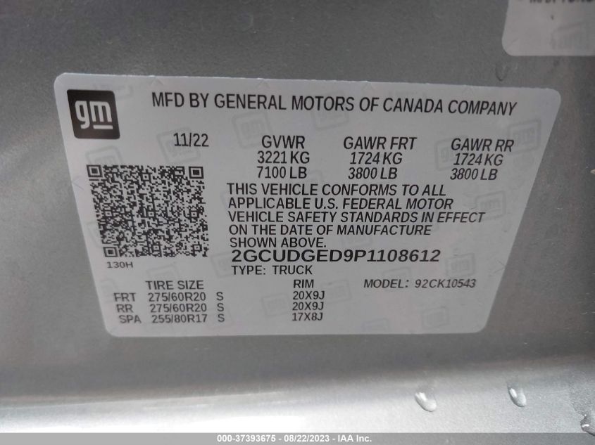 2023 CHEVROLET SILVERADO 1500 LTZ - 2GCUDGED9P1108612