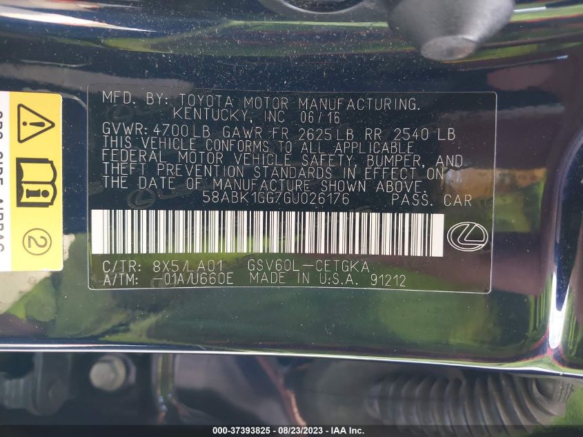 2016 LEXUS ES 350 - 58ABK1GG7GU026176