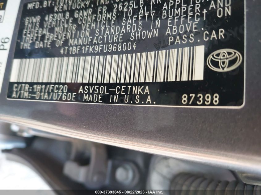 2015 TOYOTA CAMRY XLE/SE/LE/XSE - 4T1BF1FK9FU968004
