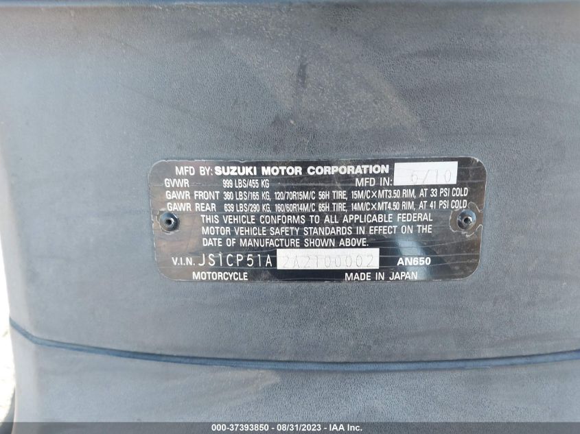 2010 SUZUKI AN650 - JS1CP51A2A2100002