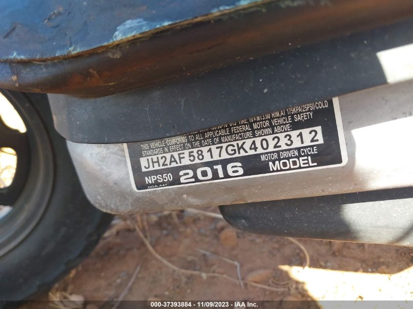 2016 HONDA NPS50 JH2AF5817GK402312