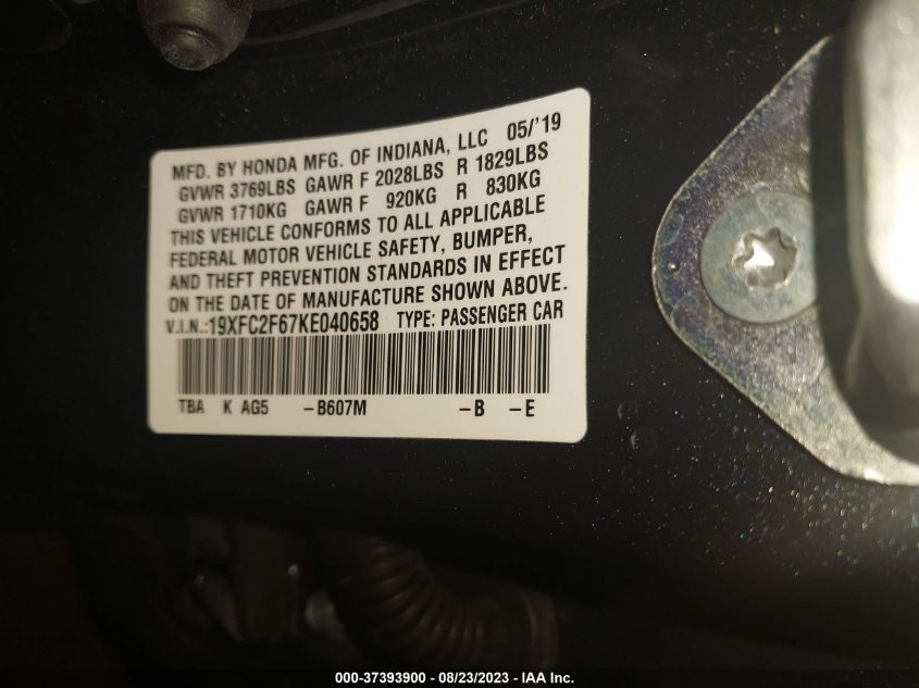 2019 HONDA CIVIC SEDAN LX - 19XFC2F67KE040658