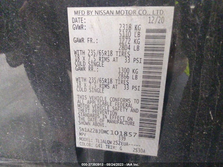 2021 NISSAN MURANO SV - 5N1AZ2BJ0MC101857