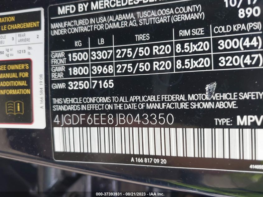 2018 MERCEDES-BENZ GLS GLS 450 - 4JGDF6EE8JB043350