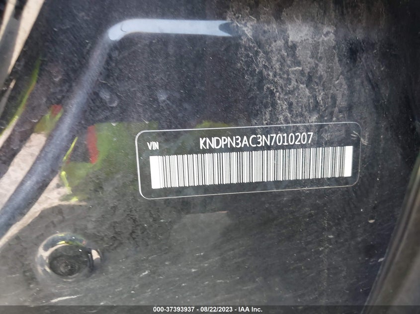 VIN KNDPN3AC3N7010207 2022 KIA SPORTAGE EX
