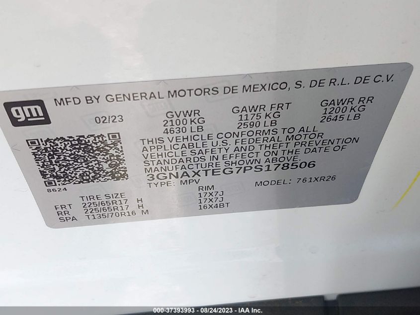 2023 CHEVROLET EQUINOX LT - 3GNAXTEG7PS178506