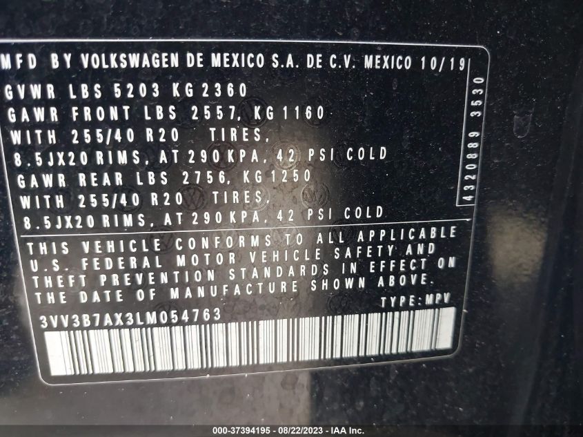 3VV3B7AX3LM054763 Volkswagen Tiguan SE/SEL 9