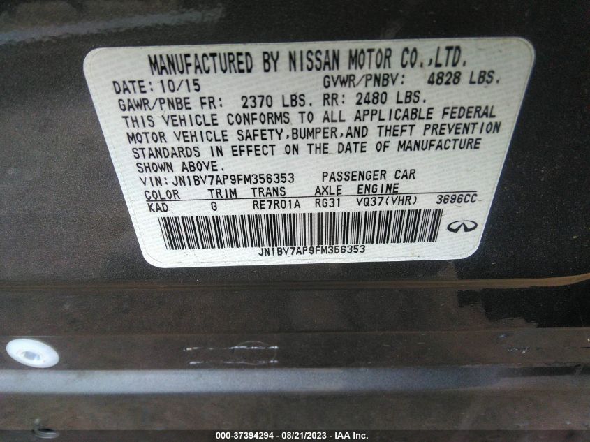 2015 INFINITI Q50 - JN1BV7AP9FM356353