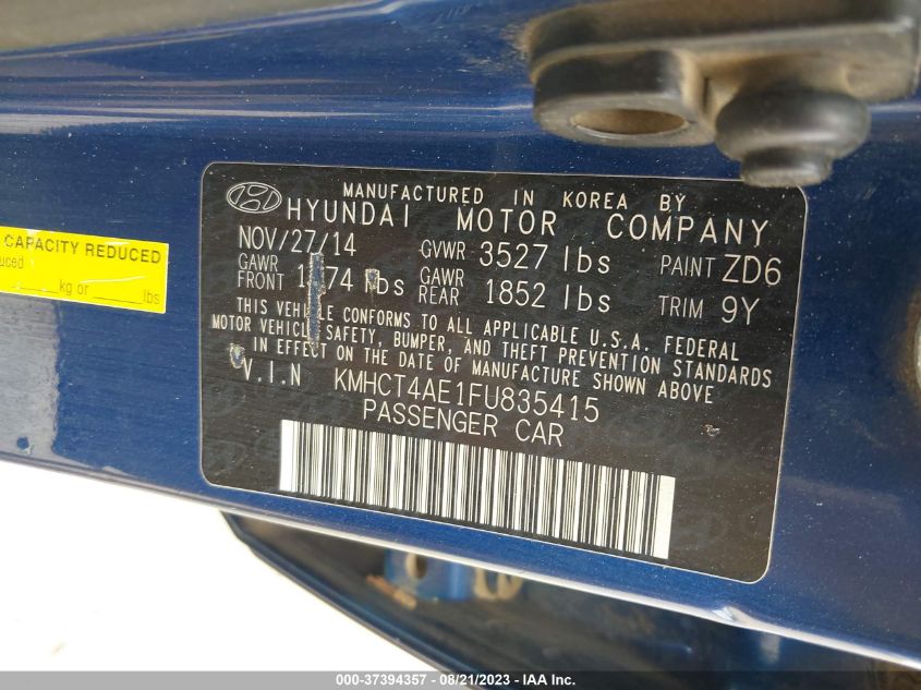 2015 HYUNDAI ACCENT GLS - KMHCT4AE1FU835415