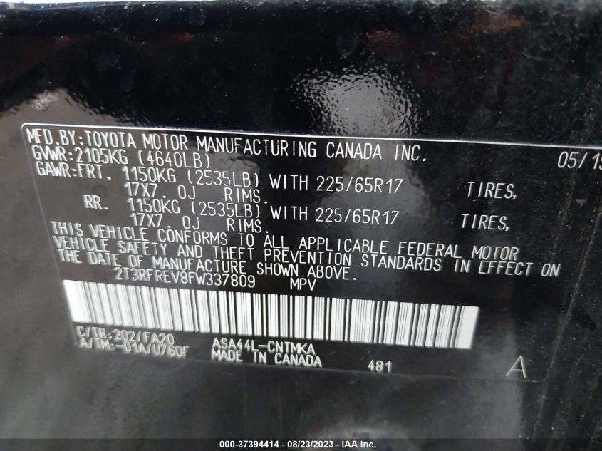 2015 TOYOTA RAV4 XLE - 2T3RFREV8FW337809