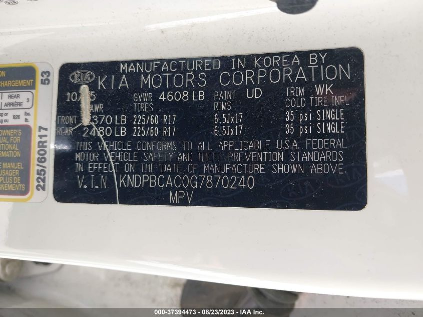 2016 KIA SPORTAGE LX - KNDPBCAC0G7870240