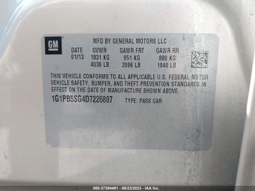 2013 CHEVROLET CRUZE LS - 1G1PB5SG4D7226807