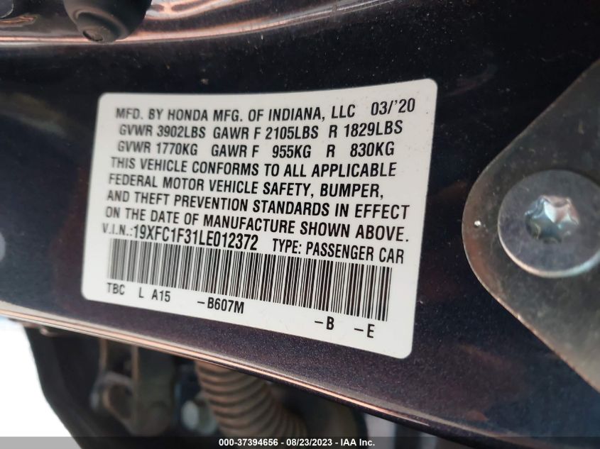2020 HONDA CIVIC SEDAN EX - 19XFC1F31LE012372