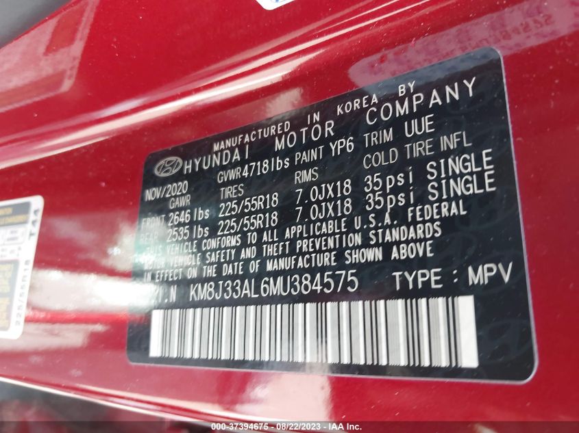 2021 HYUNDAI TUCSON LIMITED - KM8J33AL6MU384575