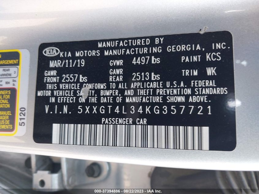 2019 KIA OPTIMA LX - 5XXGT4L34KG357721