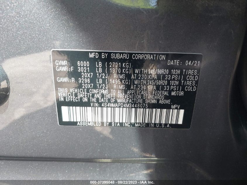 2021 SUBARU ASCENT LIMITED - 4S4WMAPD4M3448075