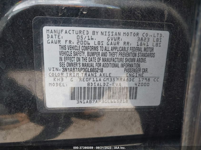 2016 NISSAN SENTRA SV - 3N1AB7AP3GL665218
