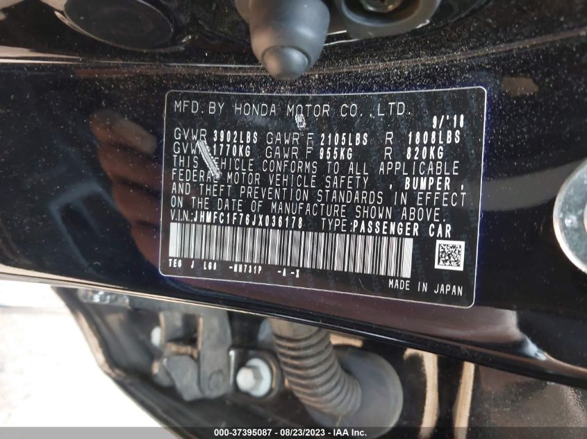2018 HONDA CIVIC SEDAN EX-L - JHMFC1F76JX036178