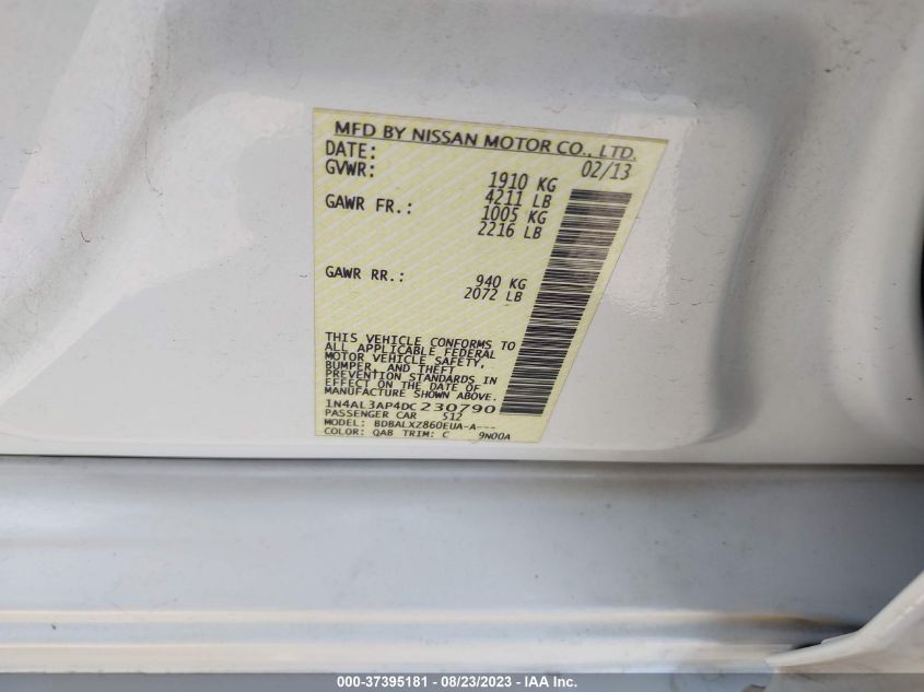 2013 NISSAN ALTIMA 2.5 SL - 1N4AL3AP4DC230790