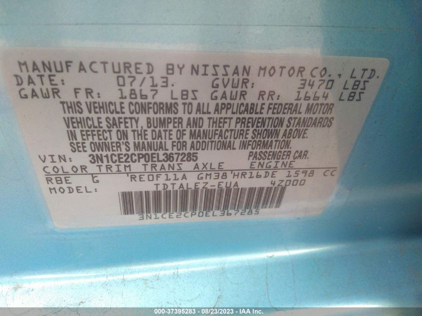 2014 NISSAN VERSA NOTE SV - 3N1CE2CP0EL367285