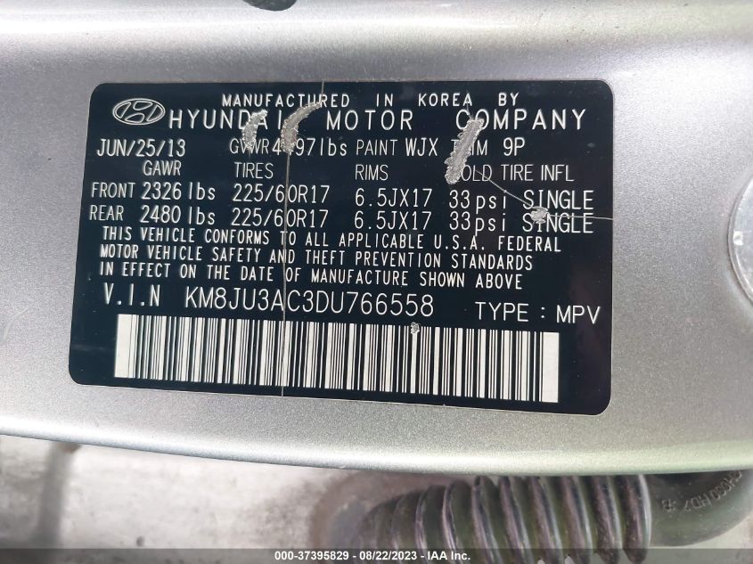 2013 HYUNDAI TUCSON GLS - KM8JU3AC3DU766558