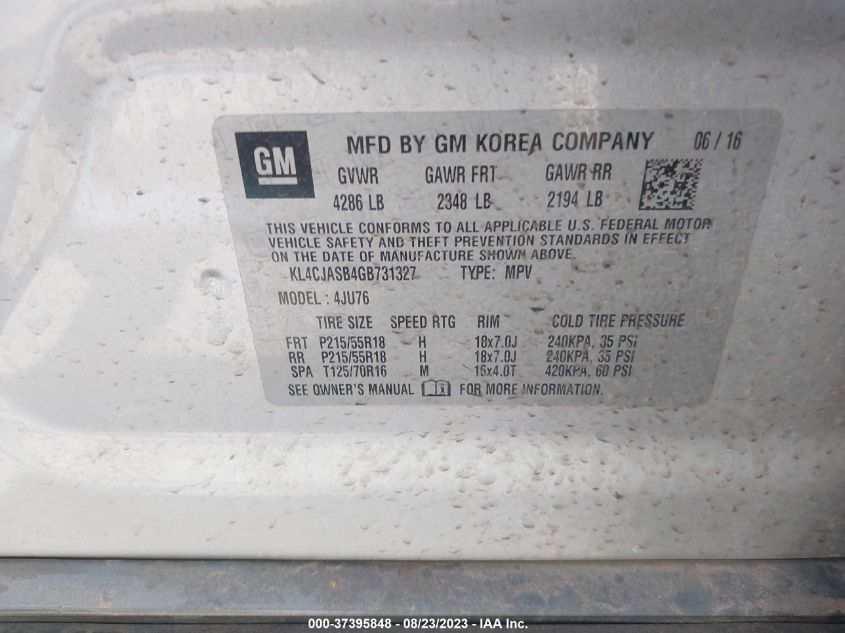 2016 BUICK ENCORE - KL4CJASB4GB731327