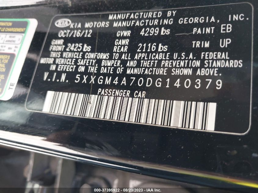 2013 KIA OPTIMA LX - 5XXGM4A70DG140379