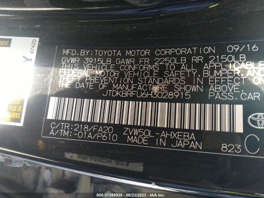 2017 TOYOTA PRIUS TWO/TWO ECO/THREE - JTDKBRFU6H3028915