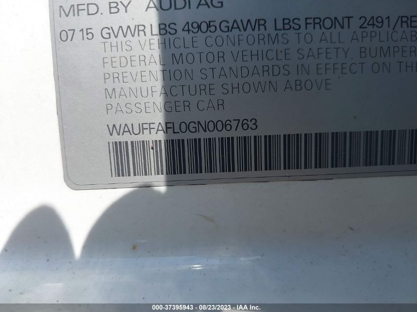 2016 AUDI A4 PREMIUM PLUS - WAUFFAFL0GN006763