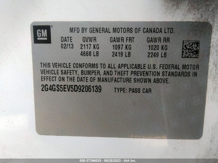 2013 BUICK REGAL TURBO PREMIUM 1 - 2G4GS5EV5D9206139