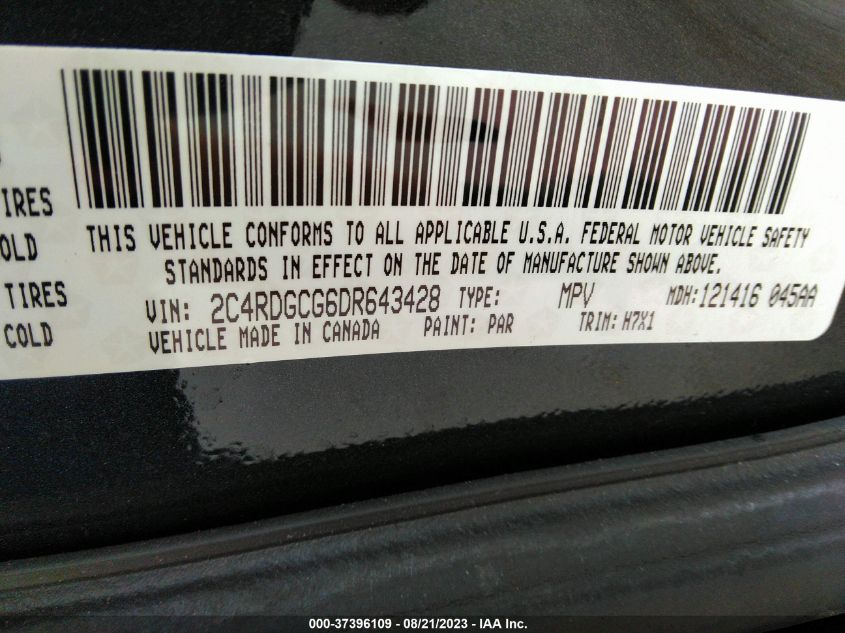 2013 DODGE GRAND CARAVAN SXT - 2C4RDGCG6DR643428