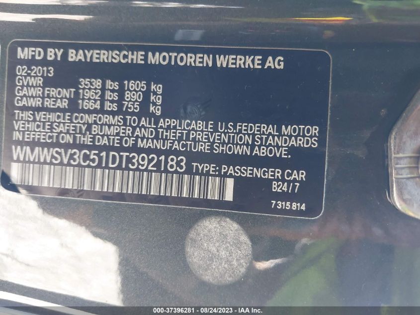 2013 MINI COOPER HARDTOP S - WMWSV3C51DT392183