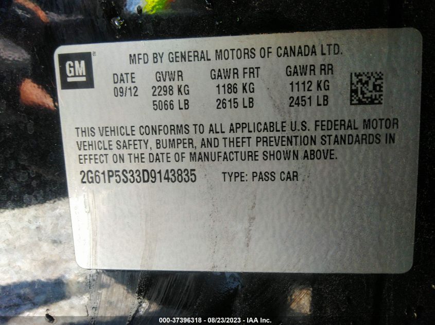 2013 CADILLAC XTS LUXURY - 2G61P5S33D9143835