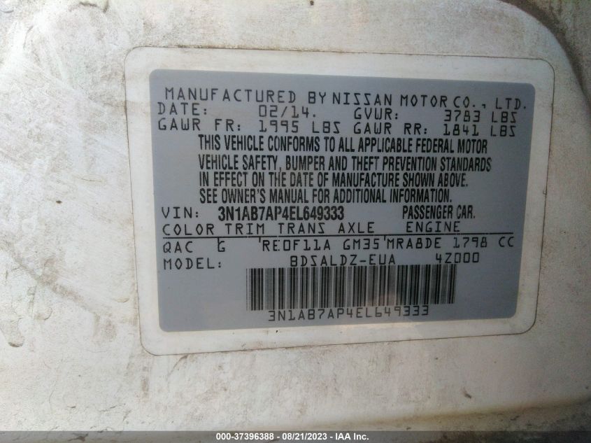 2014 NISSAN SENTRA SV - 3N1AB7AP4EL649333