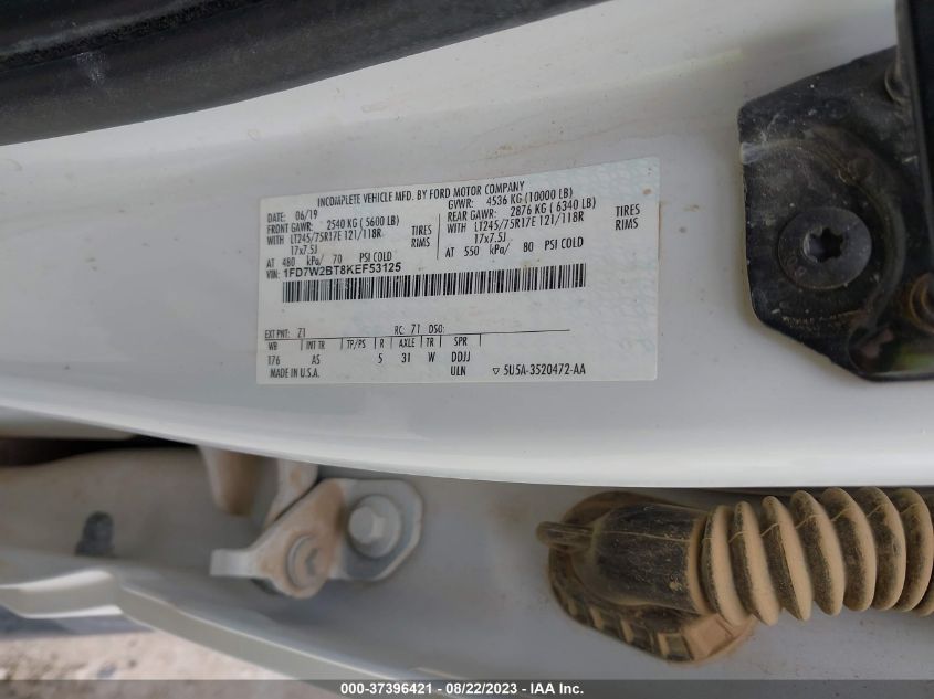 2019 FORD SUPER DUTY F-250 SRW XL/XLT/LARIAT - 1FD7W2BT8KEF53125